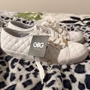 GBG Los Angeles Quilted White Sneakers with Gold Details